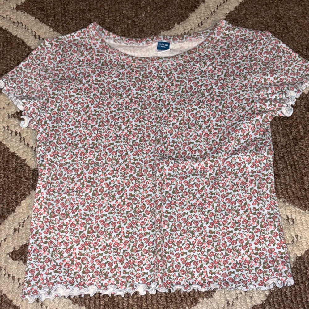 Old Navy Kids Floral Tee - Red and White